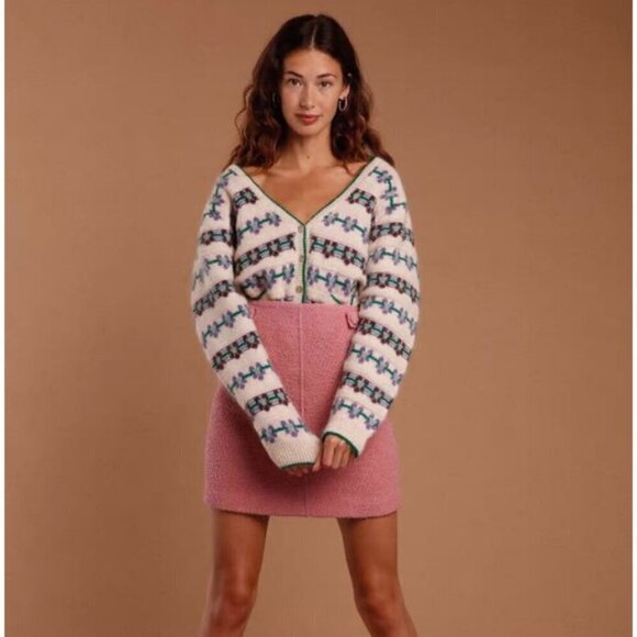 💕ROUJE💕 Chunky Jacquard Leora Cardigan 38 NWOT - Picture 4 of 16